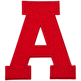 The letter A in red.