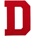 The letter D in red.