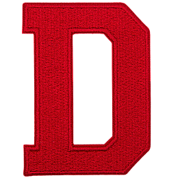The letter D in red.