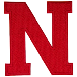 The letter N in red.