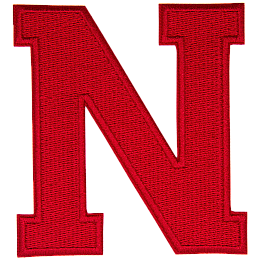 The letter N in red.