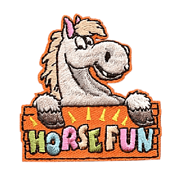 A horse smiles above a sign reading Horse Fun.