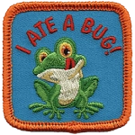 A frog with her tongue out under the words I Ate A Bug!
