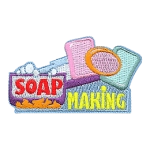 A bunch of bars of soap surrounded the words Soap Making.