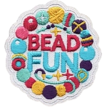 A bracelet of beads around the words Bead Fun.
