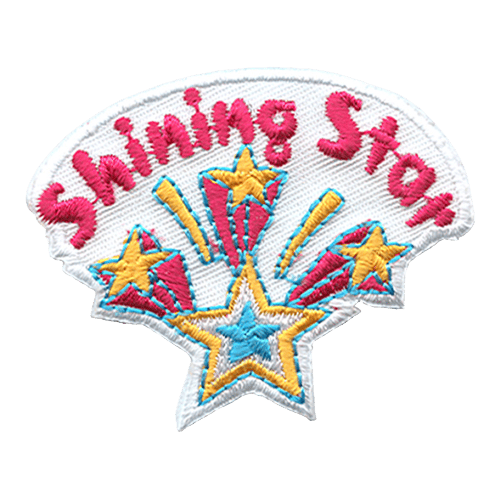 A big yellow and blue star shoots out three smaller stars - the words Shining Star arch at the top.