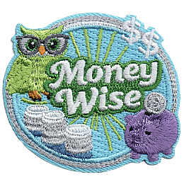 A green own and purple pink around the words Money Wise.