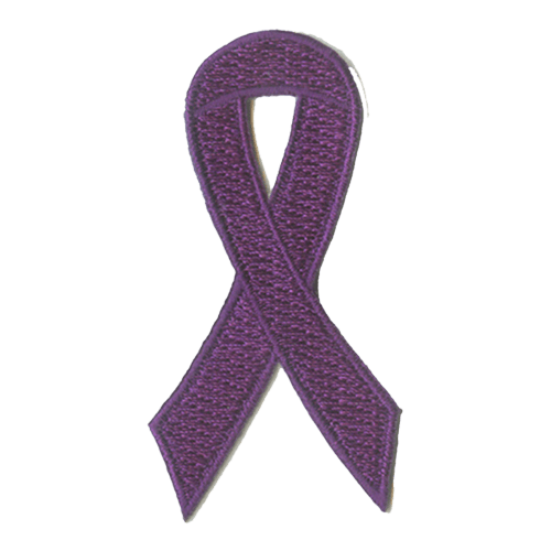 A purple ribbon crossed over itself.