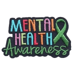 The words Mental Health Awareness next to a green awareness ribbon.