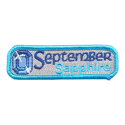 A sapphire next to the words September Sapphire. 