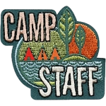 The words Camp Staff around a stylized lake.