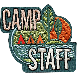 The words Camp Staff around a stylized lake.