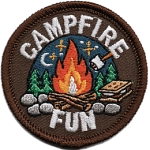 A campfire underneath the words Campfire Fun.
