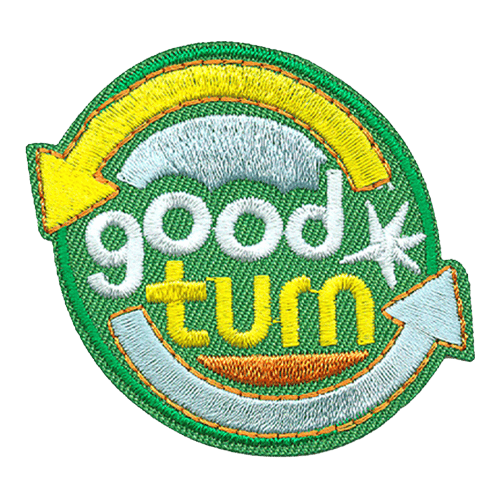 Two curved arrows make up a circle around the words Good Turn.