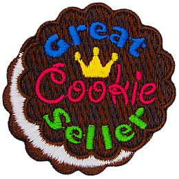 The words Great Cookie Seller are on an ice cream sandwich.