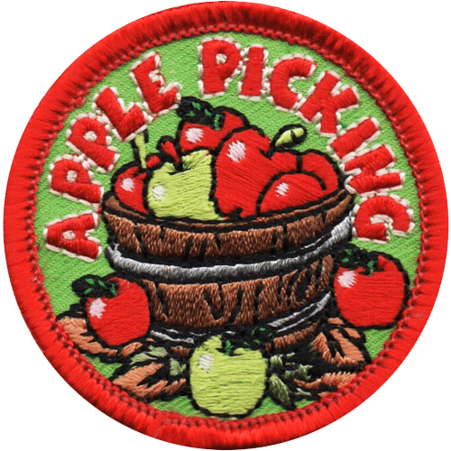 A basket of apples with the words Apple Picking in an arch above it.