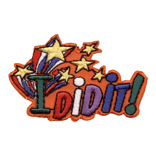 Shooting stars behind an I with the words did it! beside