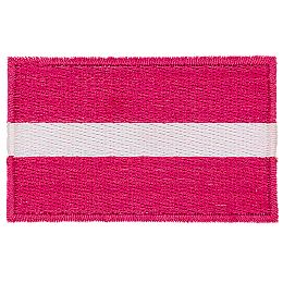 Three horizontal stripes; two red and one white.