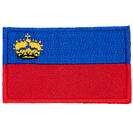 A blue stripe on top of a red stripe. A gold crown is in the top left.