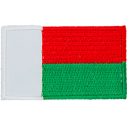 A horizontal white stripe overlaps two vertical red and green stripes.
