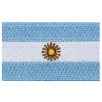 Two blue stripes around a white stripe and gold sun.