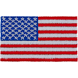 A red and white striped flag. In the top left is a blue box with 50 stars.