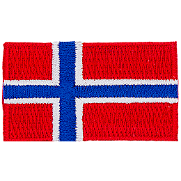 A red flag is separated by a blue cross with a white border.