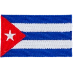 The national flag of Cuba consists of five alternating stripes (three blue and two white) and a red equilateral triangle at the hoist, within which is a white five-pointed star.
