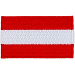 This rectangular-shaped patch has three horizontal bars of the same size in the order of red, white, and red.