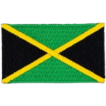 The Jamaican flag is divided into four sections by a golden saltire. Green is in the vertical triangles, and black is in the horizontal ones. 