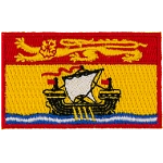 The flag of New Brunswick consists of a golden lion in a red stripe, and a ship sailing in a gold stripe across a thin blue ocean.