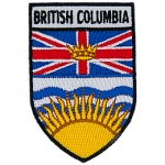 The British Columbia crest is below the words British Columbia. 
