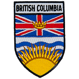 The British Columbia crest is below the words British Columbia. 