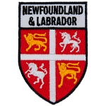 Newfoundland & Labrador are stitched above the Newfoundland and Labrador flags.