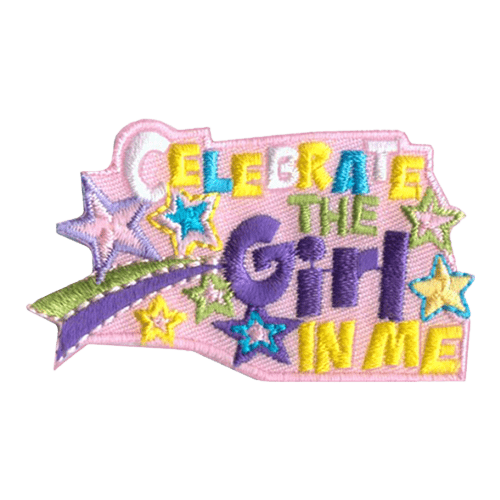The words Celebrate The Girl In Me are in multi-coloured text surrounded by stars.