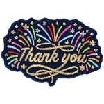 The words Thank You with rainbow sparkles coming off of it.