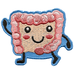 A human bowel waves. It has a kawaii face.