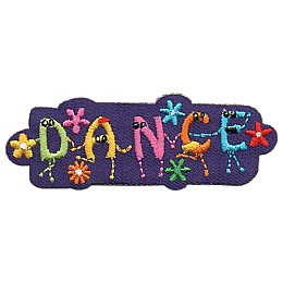 The word Dance is spelled out in letters with little arms and legs, who are also dancing.