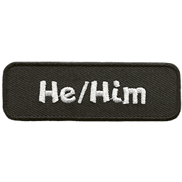 A rectangular bar with He/Him text.