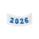 Curved 2026 Rocker Blue Letters (Iron-On)