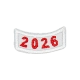 Curved 2026 Rocker Red Letters (Iron-On)