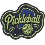 Two green paddles behind the word Pickleball.