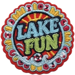 The words Lake Fun are framed by a fun border.