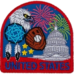 The words United States are underneath a myriad of USA-themed images.