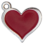 A beautiful red heart has been turned into a decorative metal charm.