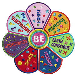 A set made up of 8 different patches in the shape of a flower.