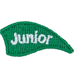 A green flame with the word Junior on it.