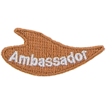 A cream flame with the word Ambassador on it.