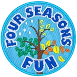 This circular crest is the centerpiece of the Four Seasons Fun set. It displays a single tree with its branches going through each of the four seasons.