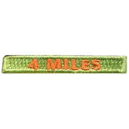 The number 4 Miles are stitched in orange on a green background.
